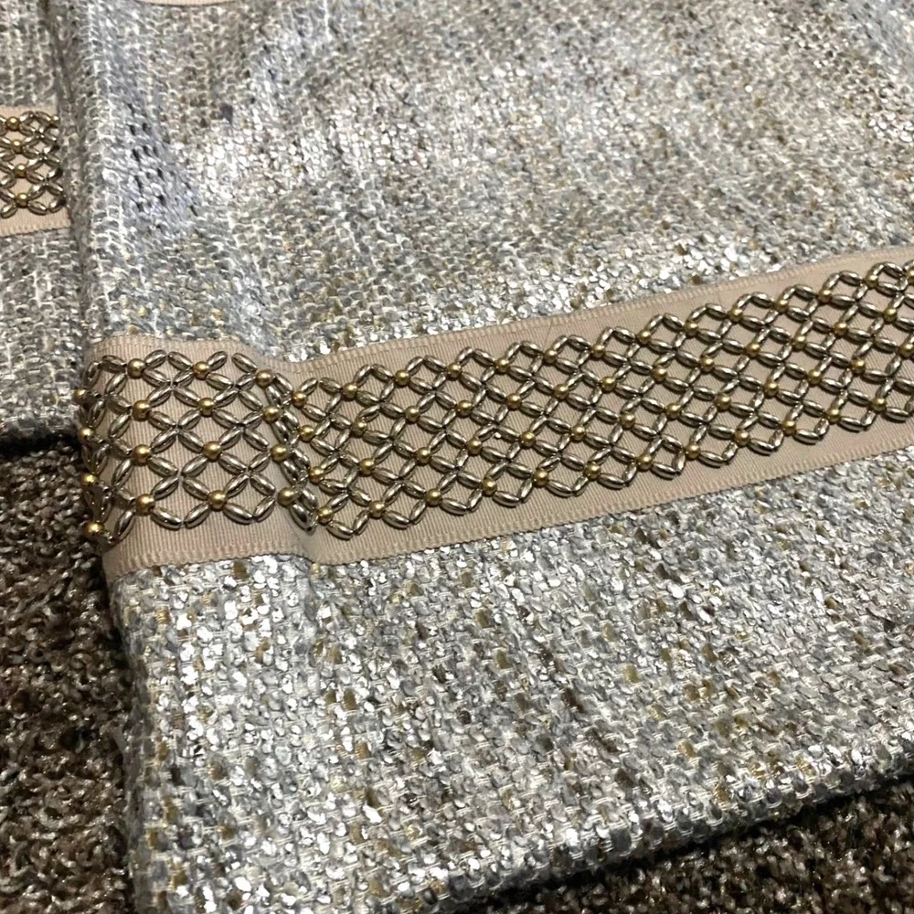 Studio 773 Pillow Sham Covers set Glam Metallic Beaded Tweed Silver luxe 21x22.5